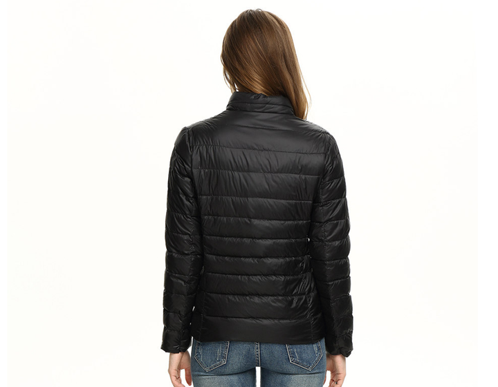 Packable women's waterproof jacket, essential outerwear for travel & casual urban exploring.