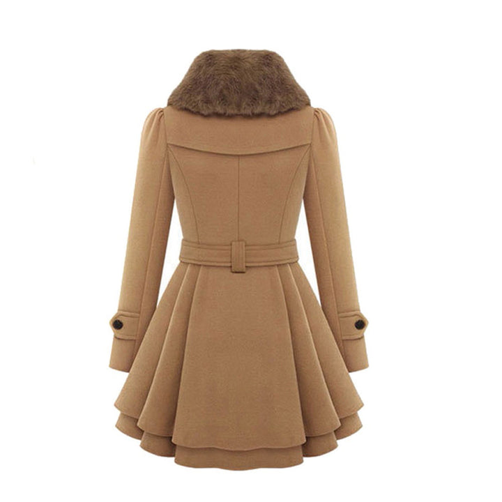 Cozy women's long winter coat with a warm faux fur collar, ideal for cold weather. A must-have winter jacket.
