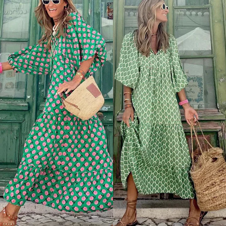 Handcrafted women's Ibiza style beach dress, loose fit & comfortable. Perfect for summer vacations or resort wear.