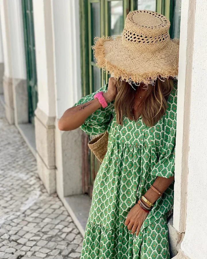 Comfortable women's summer dress, boho style with a loose fit. Perfect as a beach cover-up or casual festival outfit.