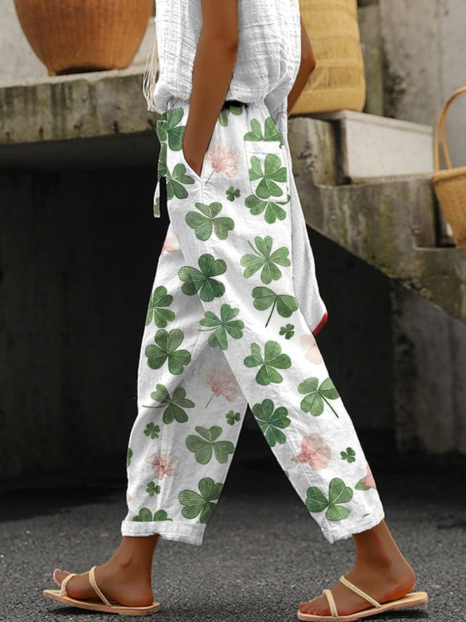 Breathable women's lounge wear pants with a unique print pattern & loose, comfortable fit