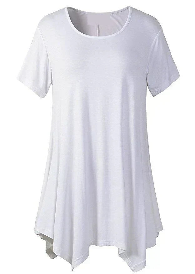 Women's casual top: short sleeve, loose fit T-shirt, essential for summer comfort.