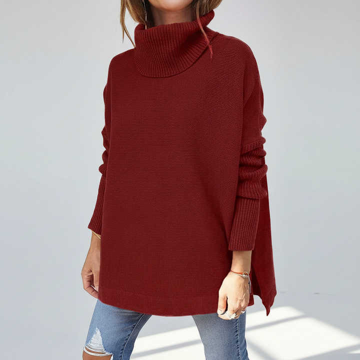 Women's white loose fit turtleneck sweater, versatile and comfortable casual wear