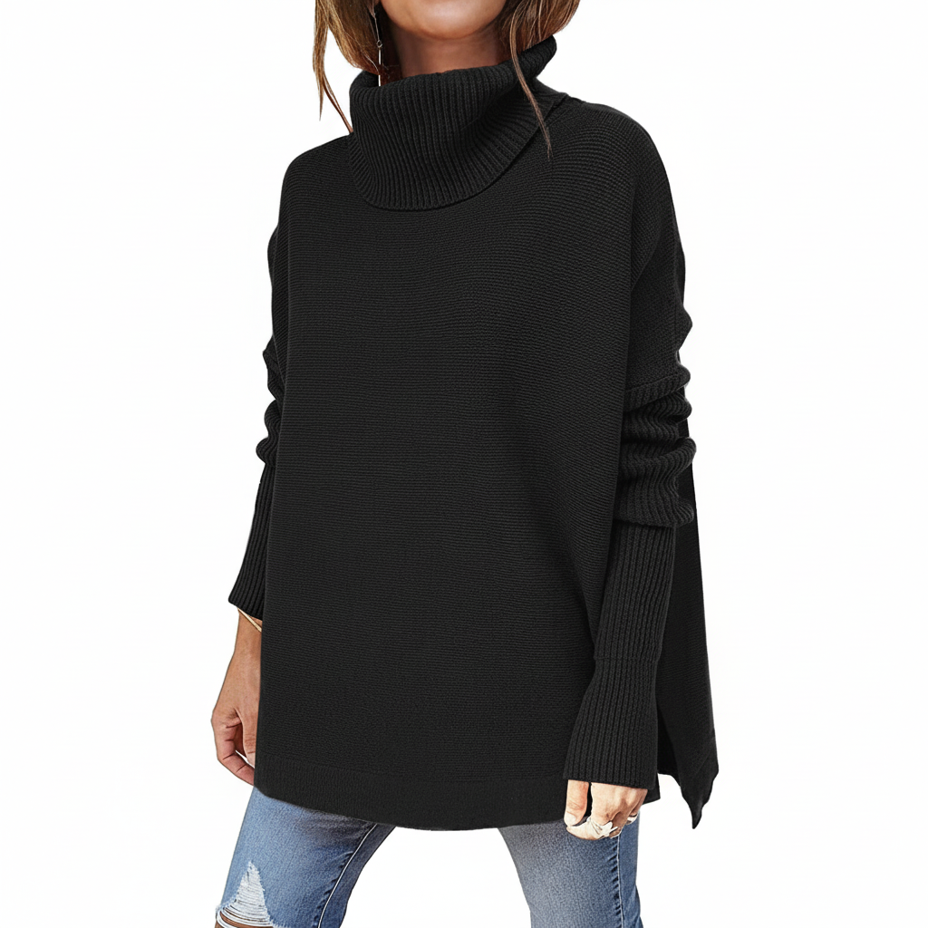 Cozy women's turtleneck pullover in a loose fit, ideal for winter casual wear