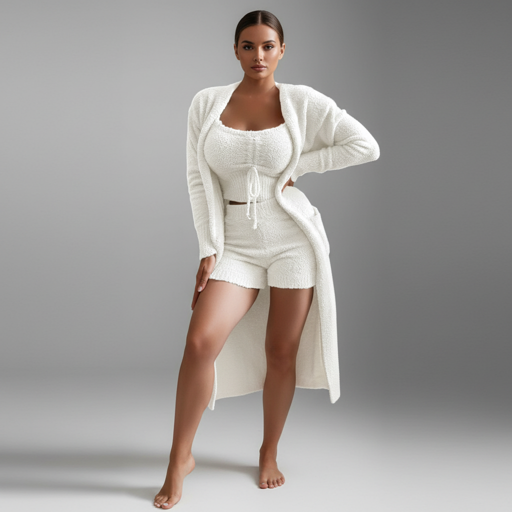 Lucia three-piece set for women, designed for comfort and style, a must-have for loungewear collection