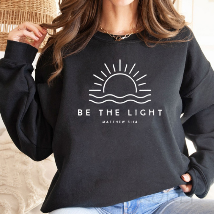Women's cozy knit Shine Bright sweater by LunaWear. Long sleeve, inspiring message, ideal for versatile everyday style.
