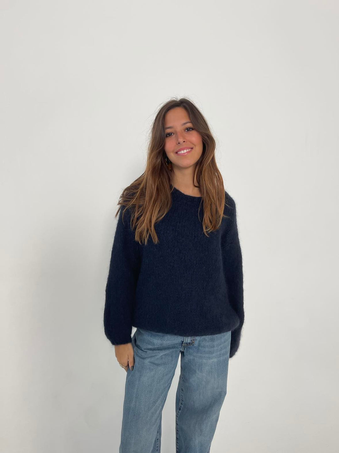 Chic long sleeve women's sweater, perfect for casual wear and relaxed fit comfort.