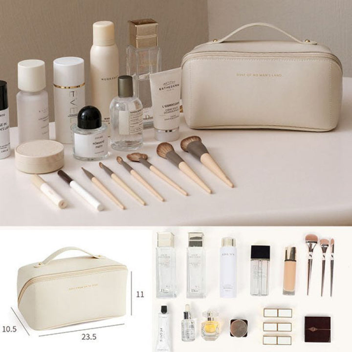 LuxeOrganize women's beauty case. Premium travel makeup organizer for elegant and secure cosmetic storage on-the-go.