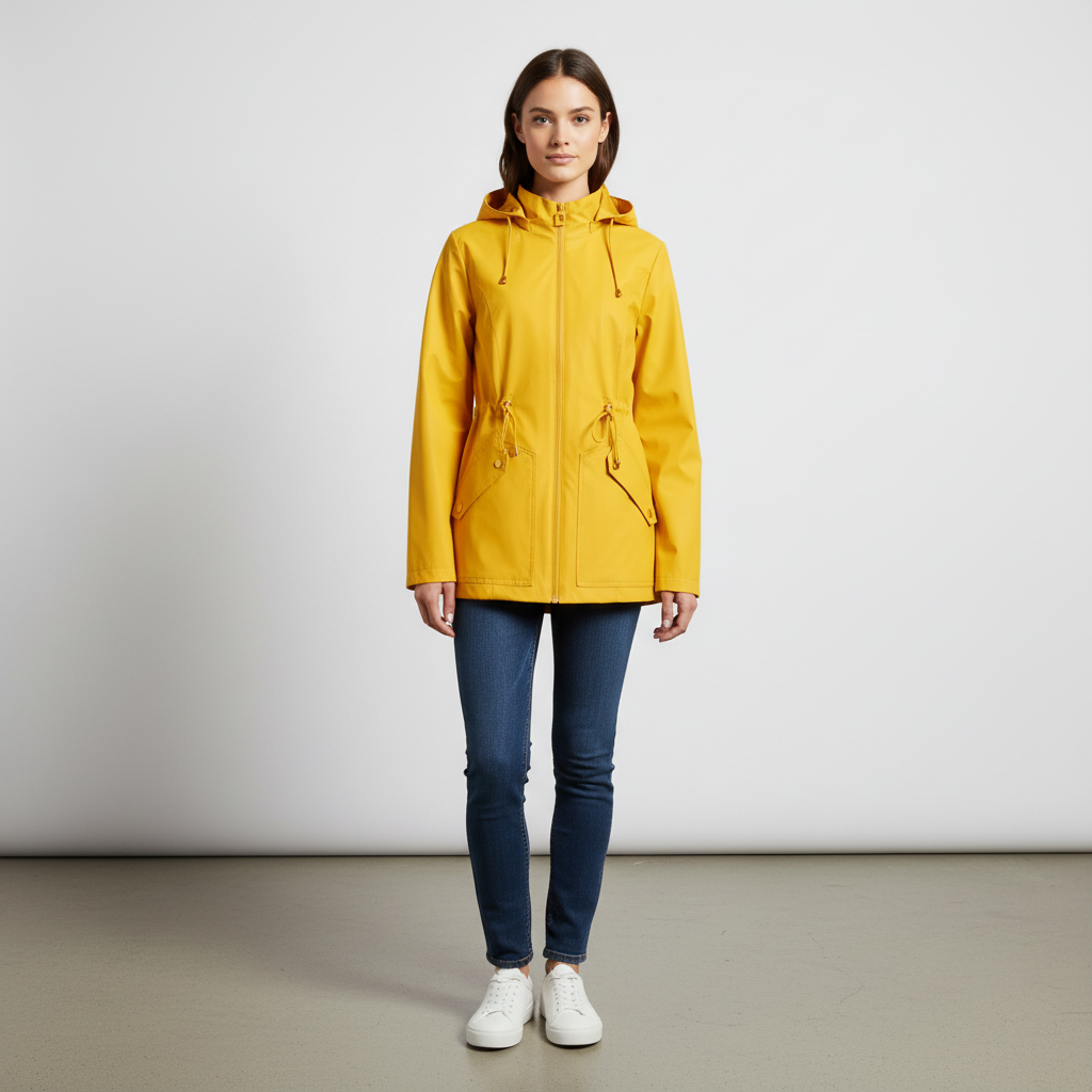 Adjustable waist women's Maja waterproof jacket, lightweight and hooded, for versatile use