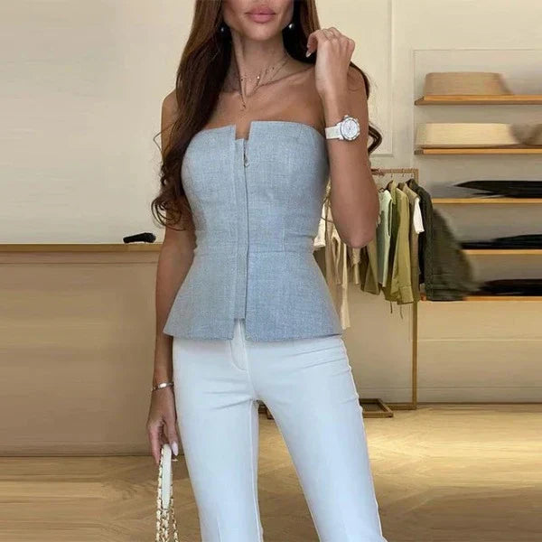 Chic women's Malia fitted tank top, essential round neck sleeveless top for summer fashion & everyday comfort.