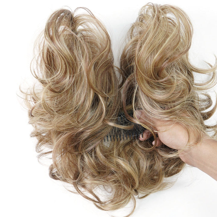 Versatile women's messy clip-in bun extension, ideal for casual or elegant updos.