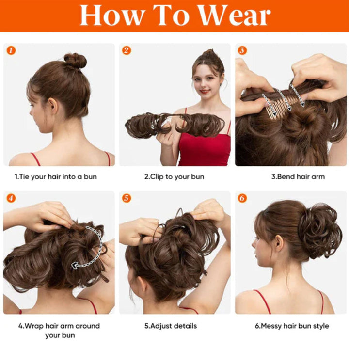 Save time with this women's messy clip-in bun, a quick hair accessory for an instant updo.