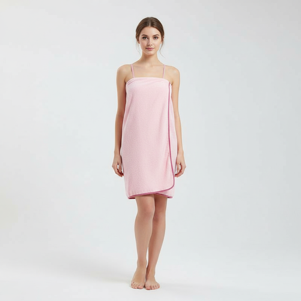 Luxurious microfiber towel dress for women, offering quick-dry absorbency for bath and spa