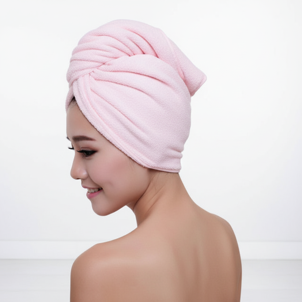 Set of two Women's microfiber hair towels, quick dry and super absorbent, ideal for hair care