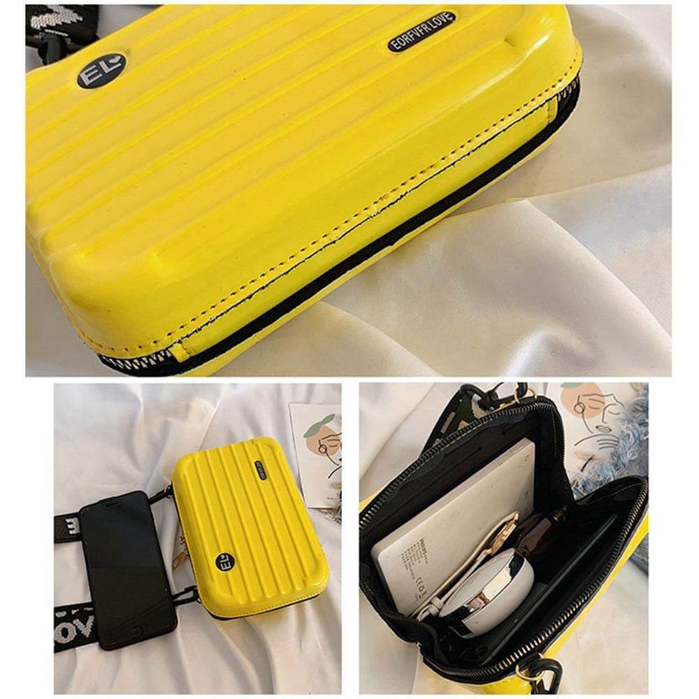 Sleek black pvc hard shell mini handbag, women's compact travel accessory