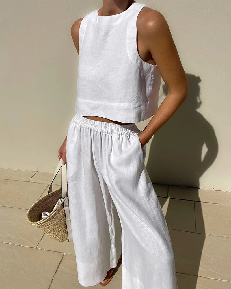 Modern women's Narela two-piece matching set. Stylish skirt & top perfect for spring & summer.