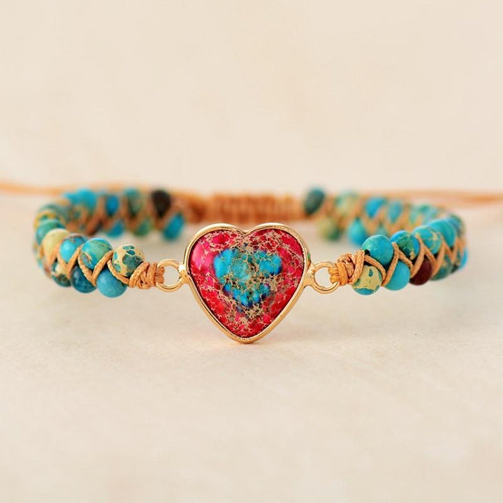 Gift set: Women's natural Jasper stone bracelet, symbolizing friendship and well-being