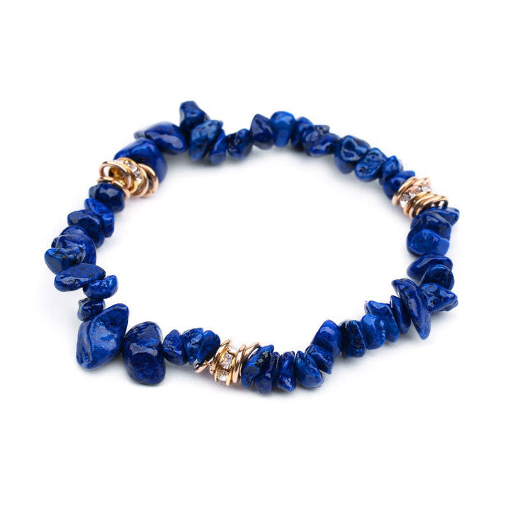 Women's natural stone crystal bead bracelet. Adjustable & chic style.