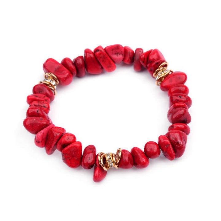 Women's natural stone & crystal bead bracelet. Everyday elegance.