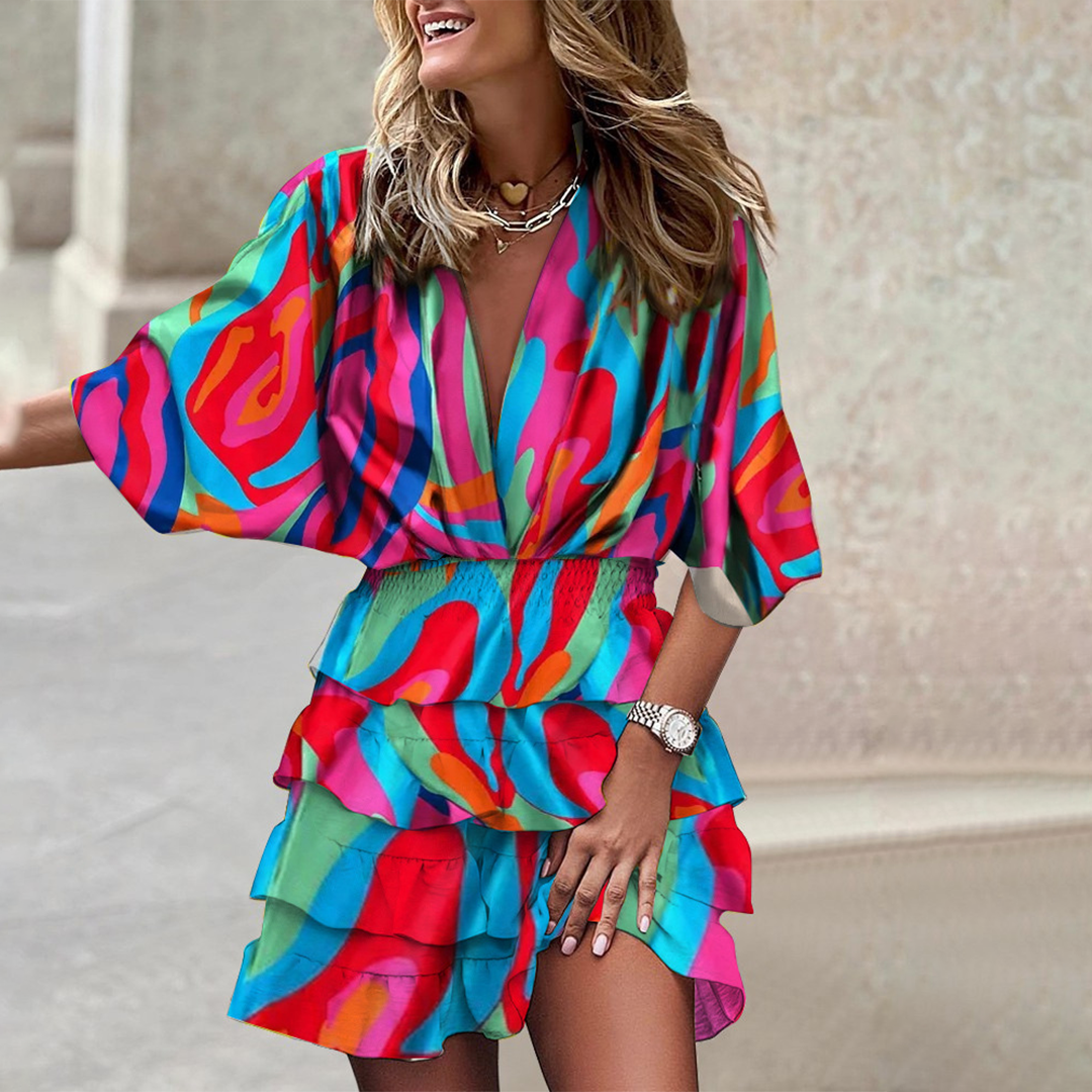 Flattering Nova mini dress, a versatile women's short dress. Trendy and comfortable for any fashion-forward look.