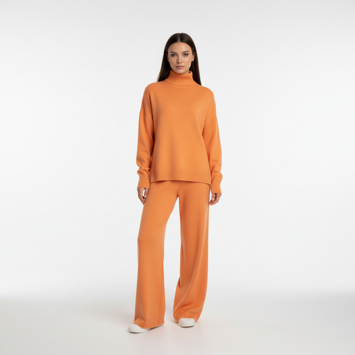 One-size women's knit jogger set in a soft fabric, designed for ultimate comfort and casual elegance