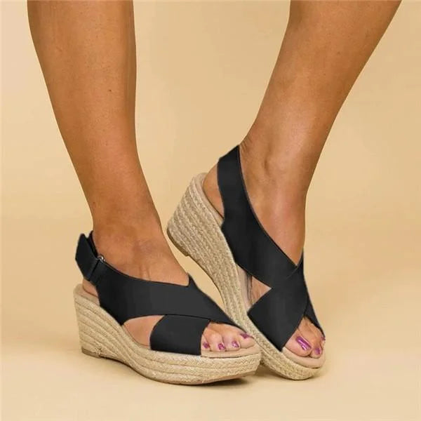 Summer fashion orthopaedic slip-on wedge espadrilles, comfortable walking sandals for women.