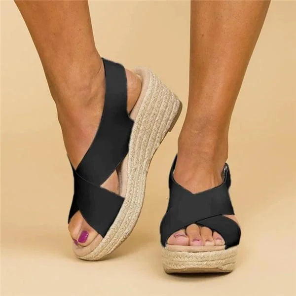 Women's comfort espadrille wedge sandals, great orthopaedic casual footwear for support.