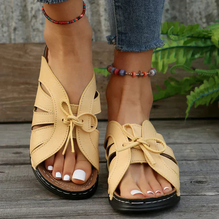 Knot style orthopaedic wedge sandals, perfect for women's arch & bunion relief.