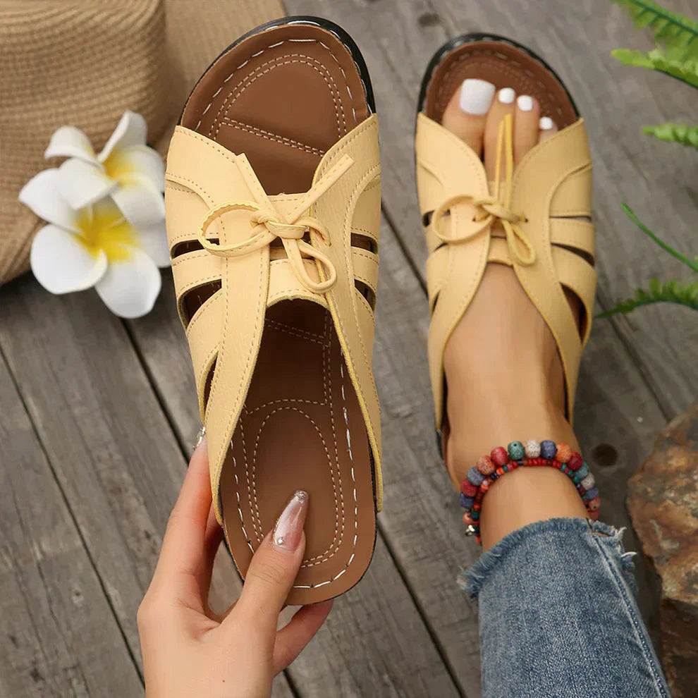 Brown Mirella wedge sandals, orthopaedic comfort with superb arch support.