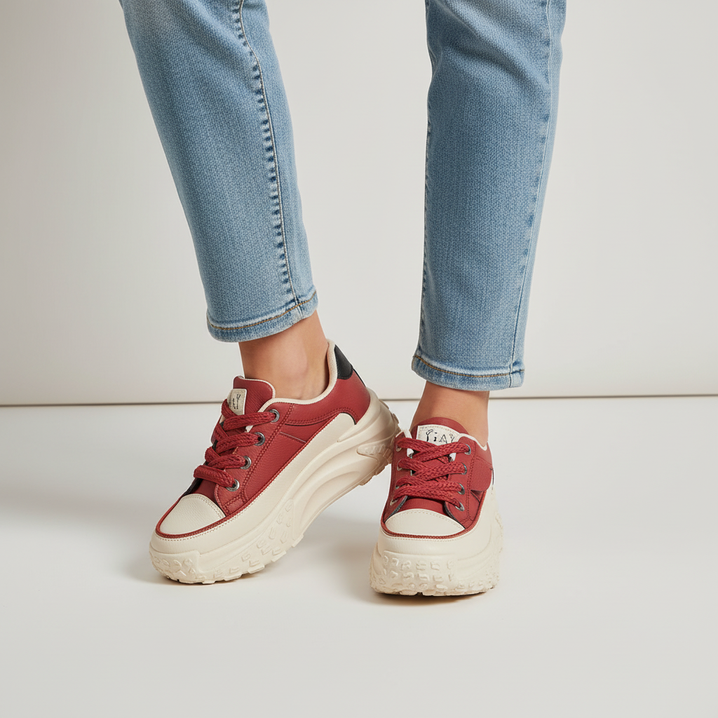 Women's orthopedic anti-slip Betty shoes on a walking path, demonstrating everyday wear stability