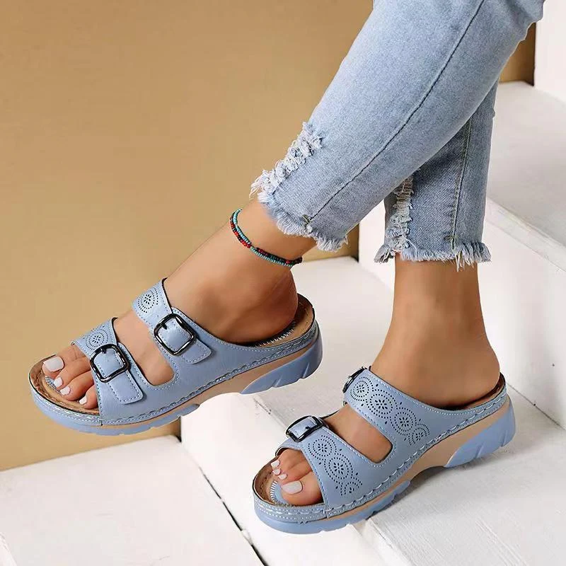 Therapeutic women's orthopedic sandals, wide fit with gel sole for foot care, ultimate comfort & support.