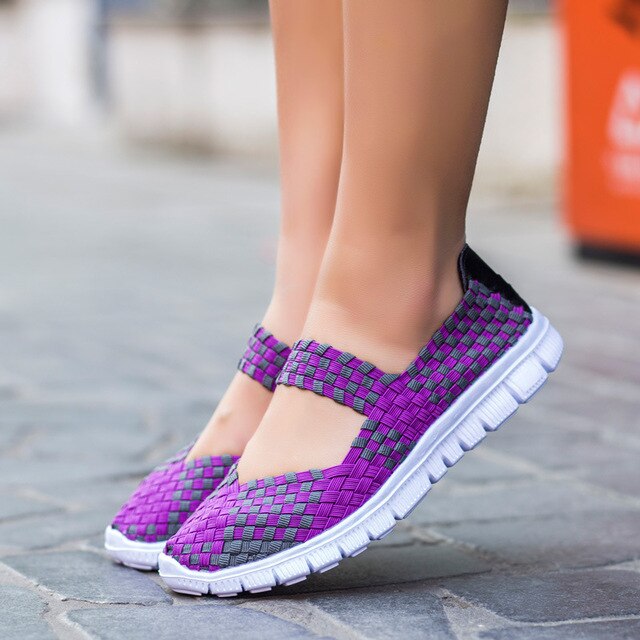 Breathable lightweight women's comfort flats, orthopedic slip-on shoes perfect for walking & summer activities.