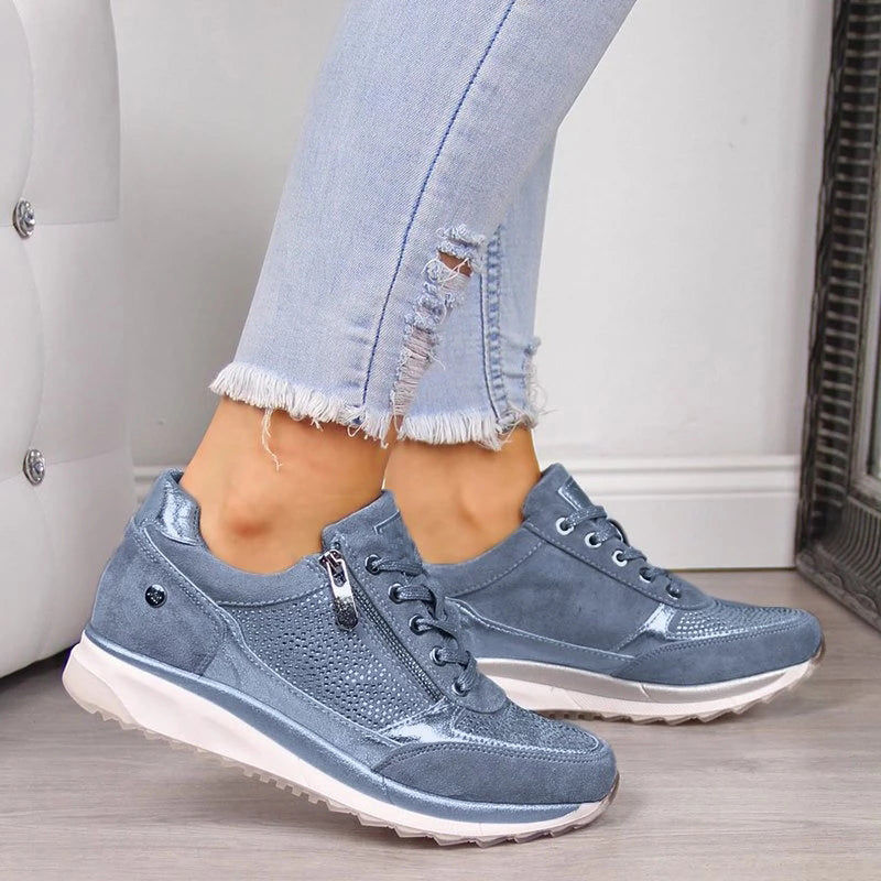 Women's comfort walking shoes with orthopedic arch support for foot pain relief & posture.