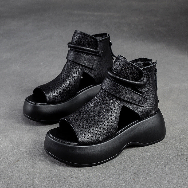 Summer footwear: women's orthopedic leather sandals, shock-absorbing for ultimate comfort.