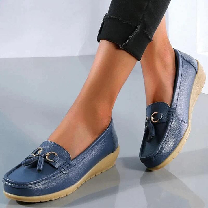 Side view: Women's orthopedic loafers with cushioned sole. Slip-on style provides easy comfort & foot support.