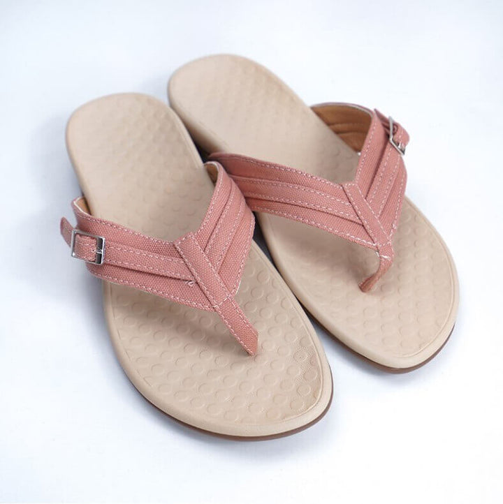Comfortable women's toe sandals with cushioned sole, great for standing long periods.