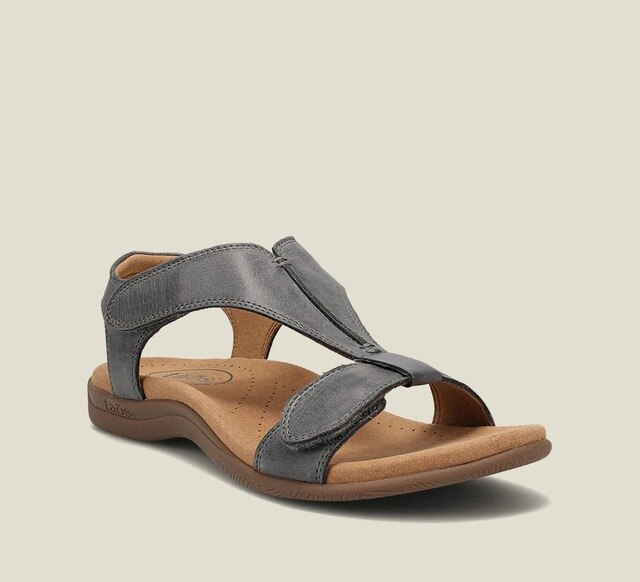 Elegant women's wedge heel sandals, designed with a comfort sole & arch support for orthopedic pain relief.