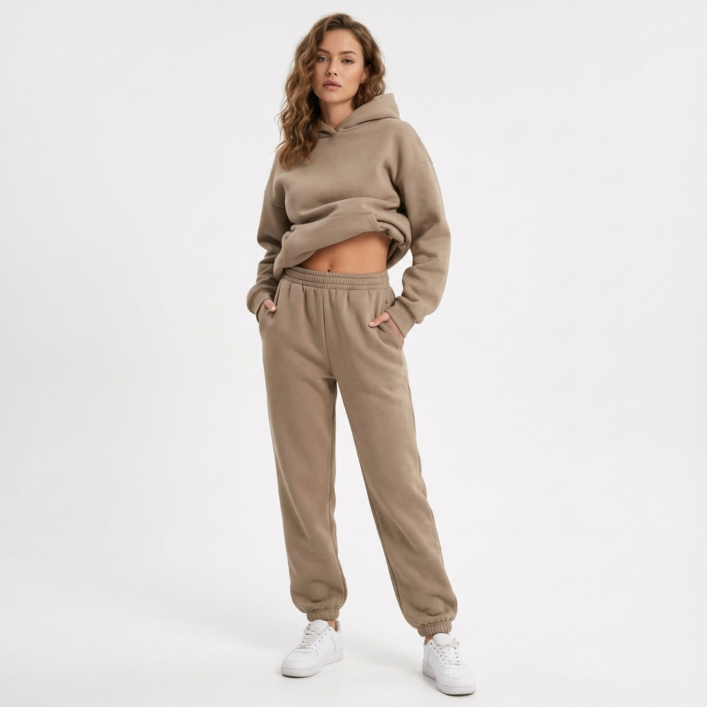 Oversized jogginganzug 'Kayla' in marl gray, women's cozy two-piece set for comfort