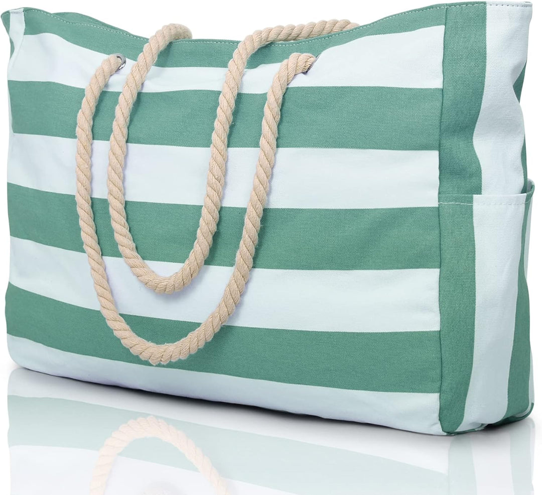 Women's spacious sandproof oversized beach bag, ideal for family outings.