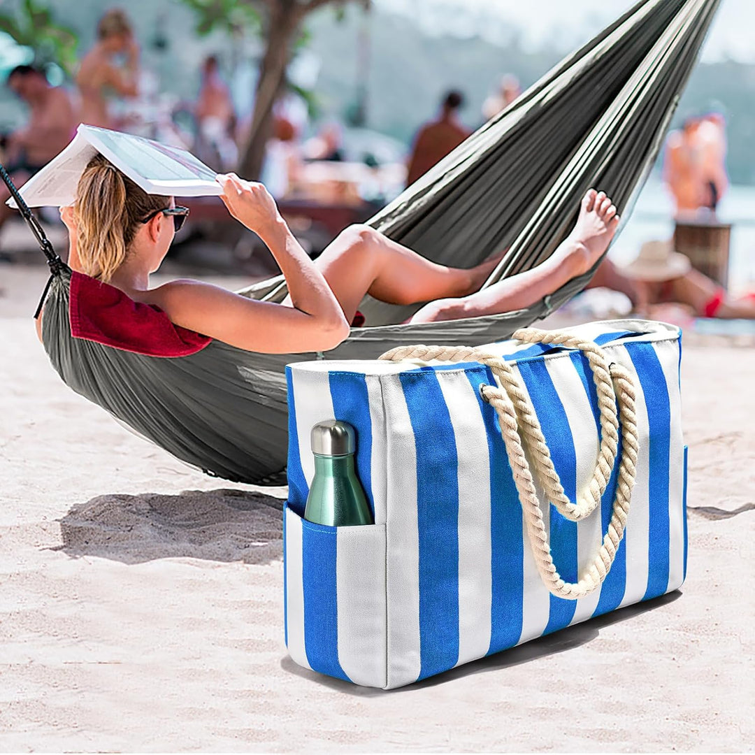 Sandproof oversized beach tote for women, keeping your gear clean and dry.