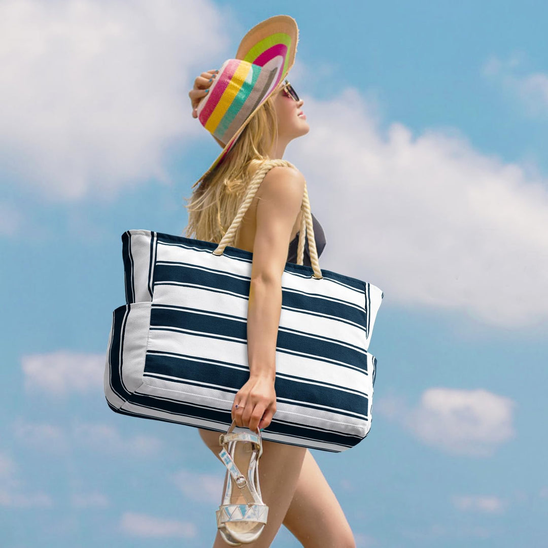 Spacious oversized sandproof pool bag, a must-have women's accessory for summer.