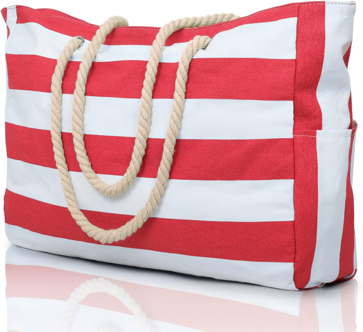 Women's practical waterproof beach tote, keeping valuables safe from water.