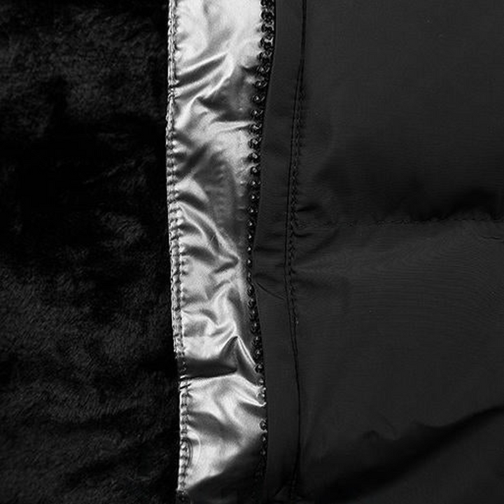 Stylish women's padded winter coat, waterproof. Cozy & warm long jacket for cold weather, fashionable outerwear.