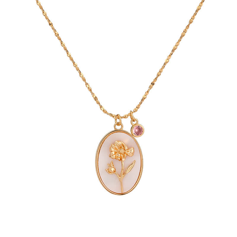 Custom women's birthstone flower necklace, high-quality silver, perfect personalized jewelry gift.