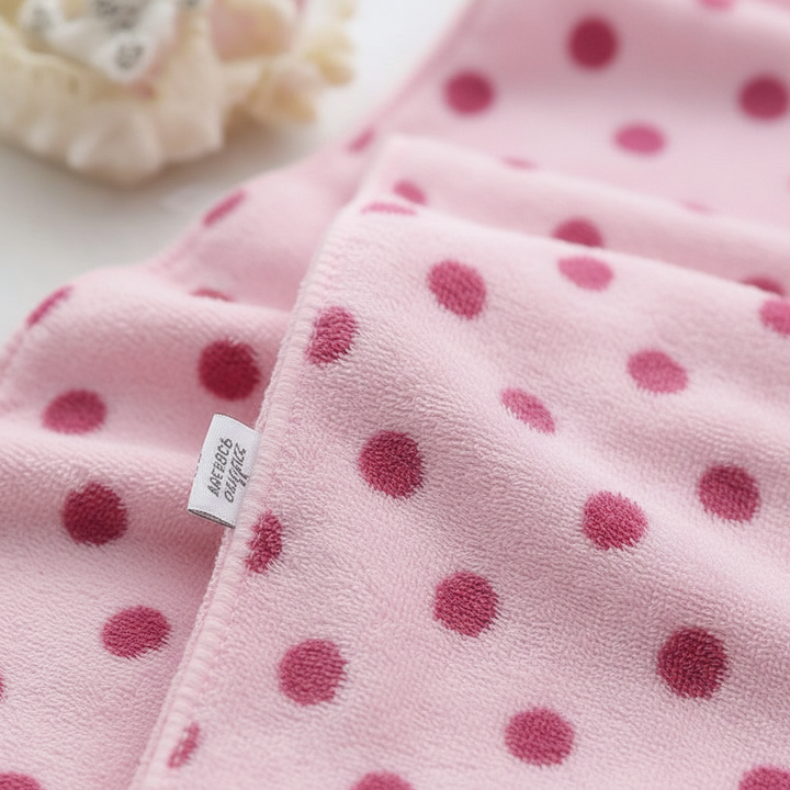 Close-up of a folded absorbent women's bath wrap, showing soft microfiber texture, great gift