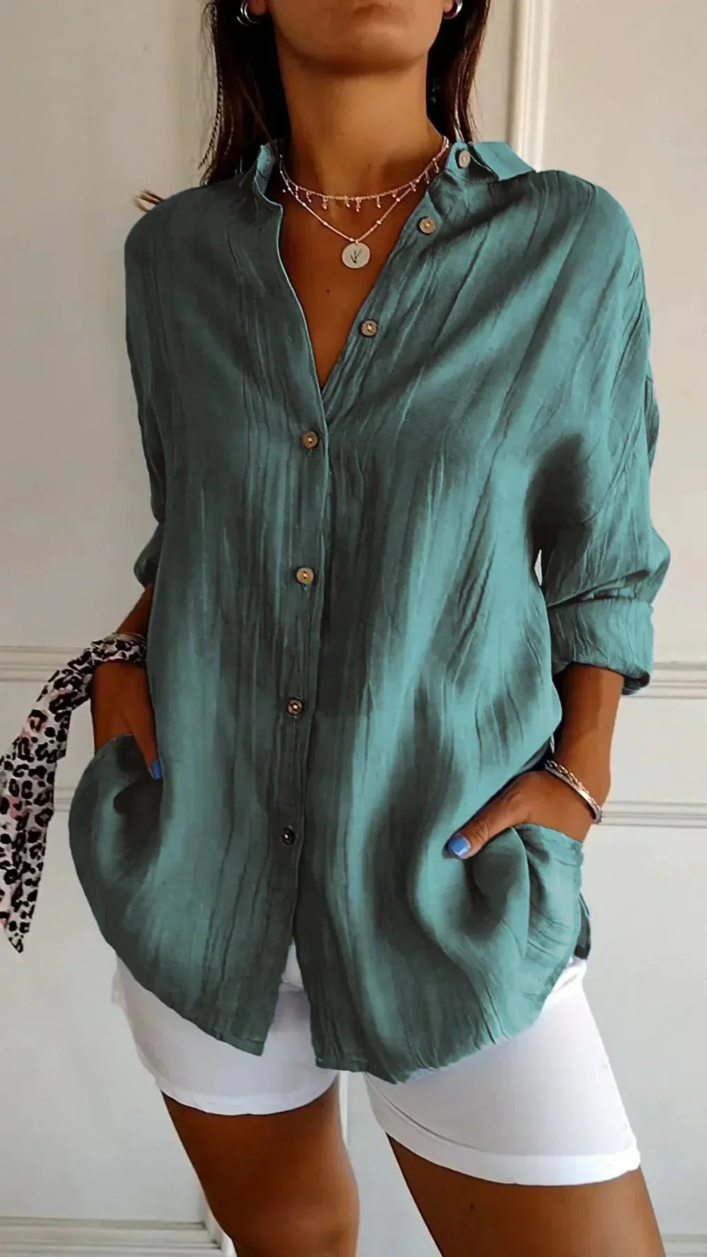 Everyday chic: Women's pleated lightweight blouse. Easy-to-wear top for any occasion or season.