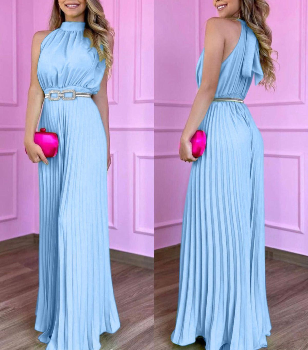 Women's Plissé Jumpsuit, Gaia. Elegant, flowy, and comfortable for effortless summer fashion & resort wear.
