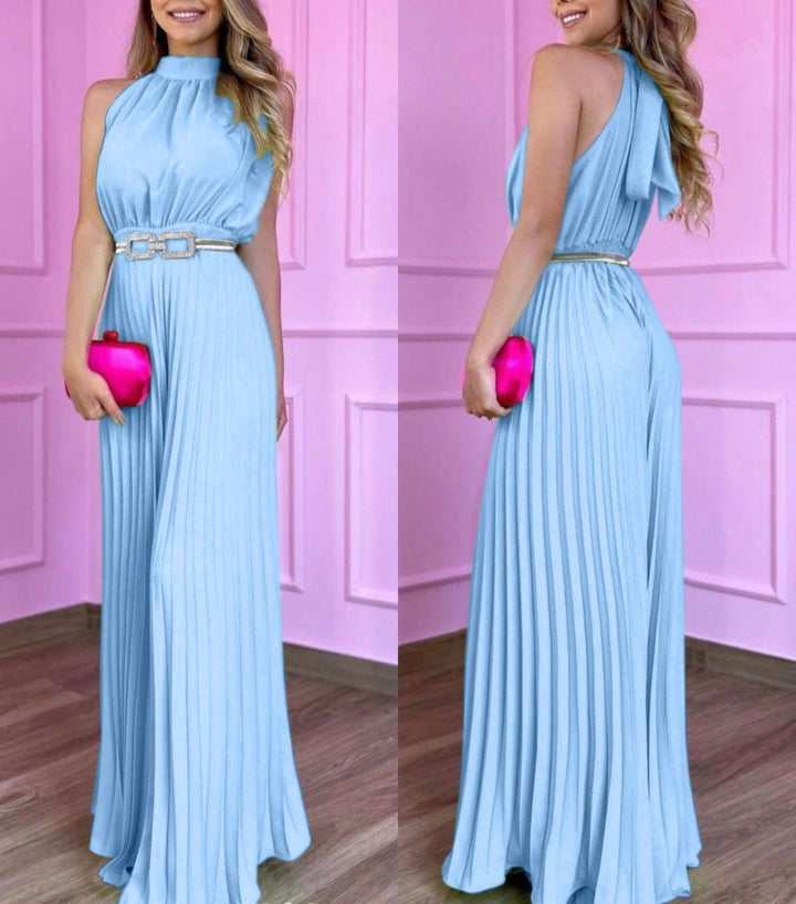 Women's Plissé Jumpsuit, Gaia. Elegant, flowy, and comfortable for effortless summer fashion & resort wear.