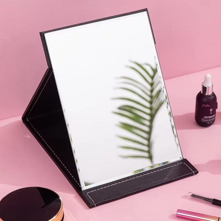 Adjustable stand compact mirror for women, a portable cosmetic tool for travel & daily use.