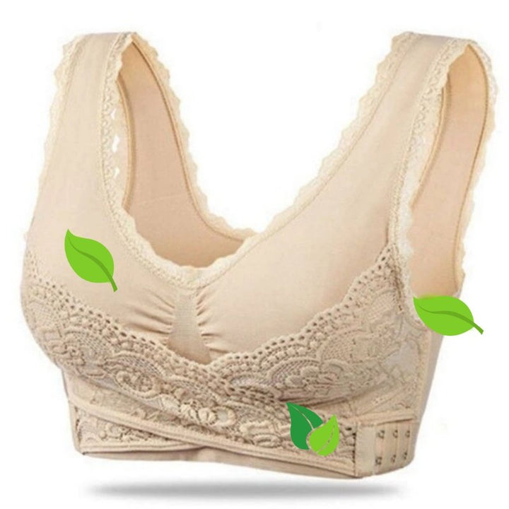 Close-up of PosturaFit women's posture bra, showcasing its comfortable design & supportive features.